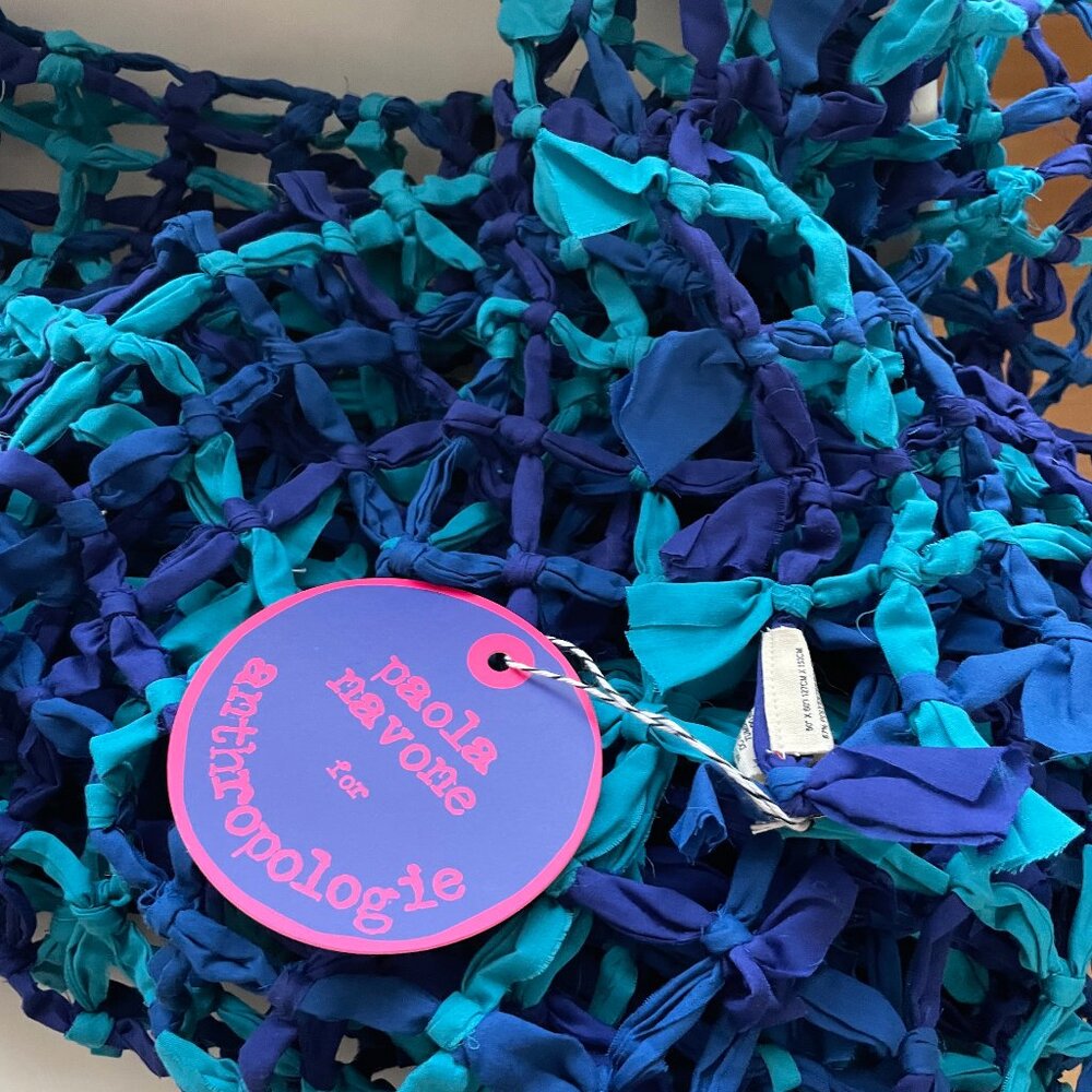 Anthropologie Netted Throw Blue Navy Home Decor By Paola Navone NWT